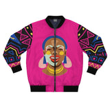 Abstract asymmetrical face Print- Bomber Jacket