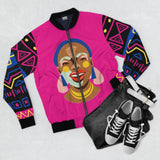 Abstract asymmetrical face Print- Bomber Jacket